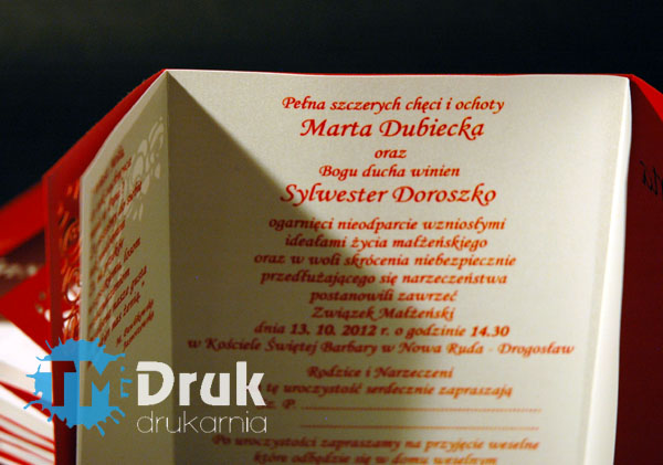 Druk zaproszeń grawerowanych i wycinanych laserowo - TM Druk Drukarnia