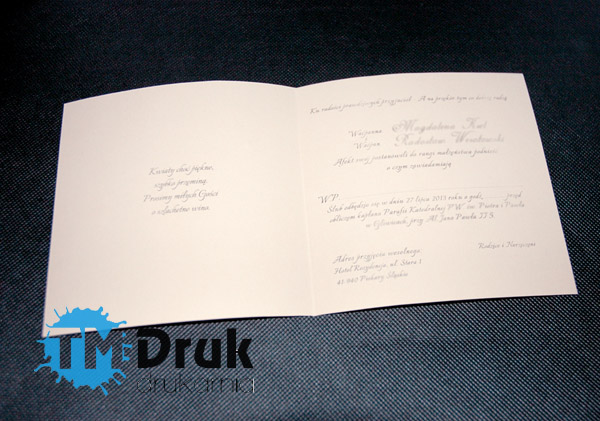 Druk zaproszenia na kremowym papierze - TM Druk