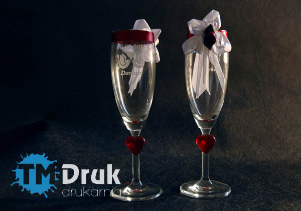 Grawerowanie szampanówek na wesela - Siechnice, Wrocław, Oława, Opole, Brzeg
