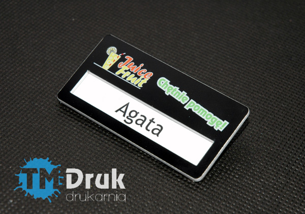 Identyfikatory na wymienną treść, z logo drukowanym w pełnym kolorze - Wrocław, Oława, Oleśnica, Brzeg, Siechnice