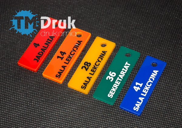 Numerki do kluczyków z czerwonej, pomarańczowej, żółtej, zielonej i niebeskiej plexi gr 3mm