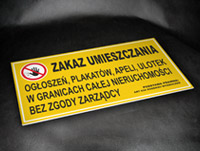 Tablica - Zakaz plakatowania, Zakaz umieszczania ogłoszeń, plakatów