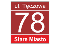 Tablice z numerem kamienicy według systemu identyfikacji wizualnej miasta - gminy