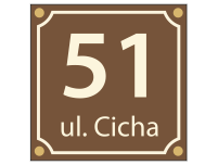 Tabliczki adresowe z numerem posesji i nazwą ulicy. Producent TM Druk Siechnice