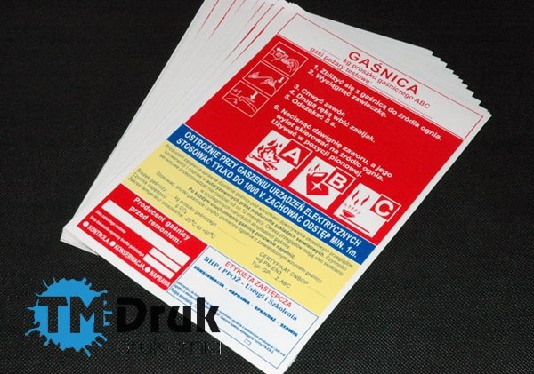 Etykiety na gaśnice z miejscem na dane serwisu