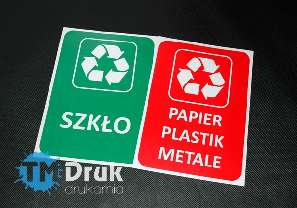 Etykiety na kosze do segregacji odpadów w biurach