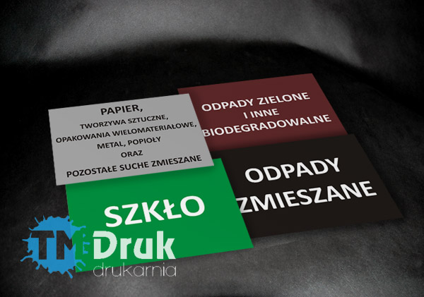 Wzór 1 - Naklejek na pojemniki z odpadami zgodne z zaleceniami wywozu odpadów