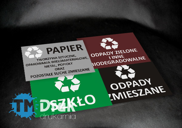 Nalepki na pojemniki do segregacji odpadów - Gmina Siechnice