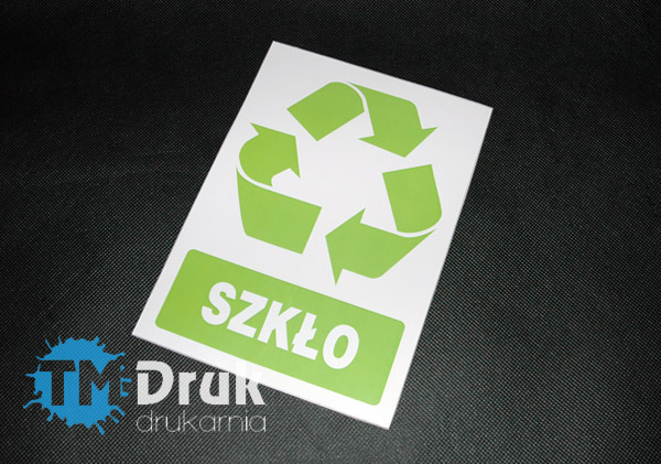 Etykieta do naklejenia na pojemnik na śmieci- SZKŁO - Wrocław, Opole, Oleśnica, Brzeg, Oława, Siechnice
