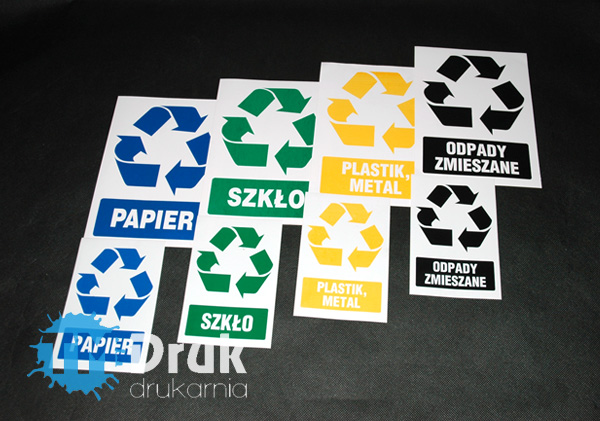 Naklejki na kosze - pojemniki z odpadami w dwóch romiarach - niskie ceny!