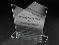 Wzór statuetki z pleksi - Wyróżnienie za uzyskane wyniki w sprzedaży