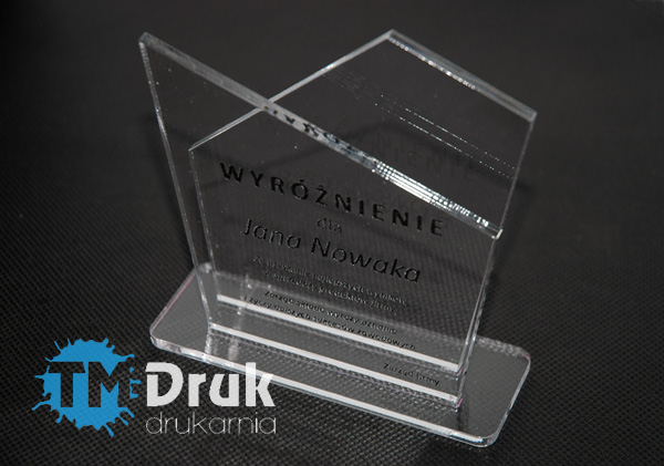 Statuetka z pleksi - Wyróżnienie za uzyskane wyniki w sprzedaży - TM Druk